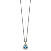 Shey Couture Sterling Silver with 14K Accent 18 Inch Antiqued Diamond and Cushion Blue Topaz Necklace